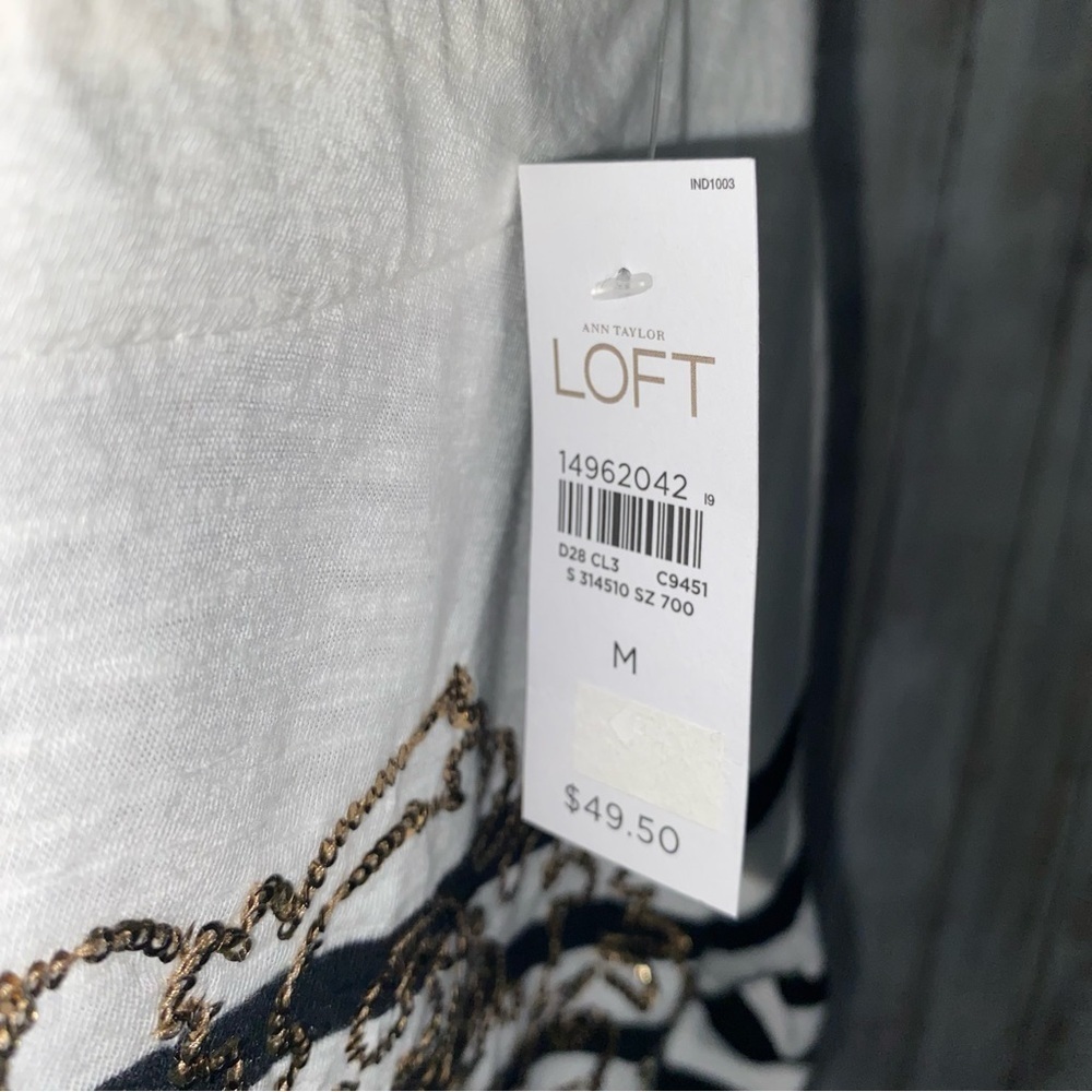 NWT Loft Striped Sequin Embellished Blouse - Picture 4 of 5